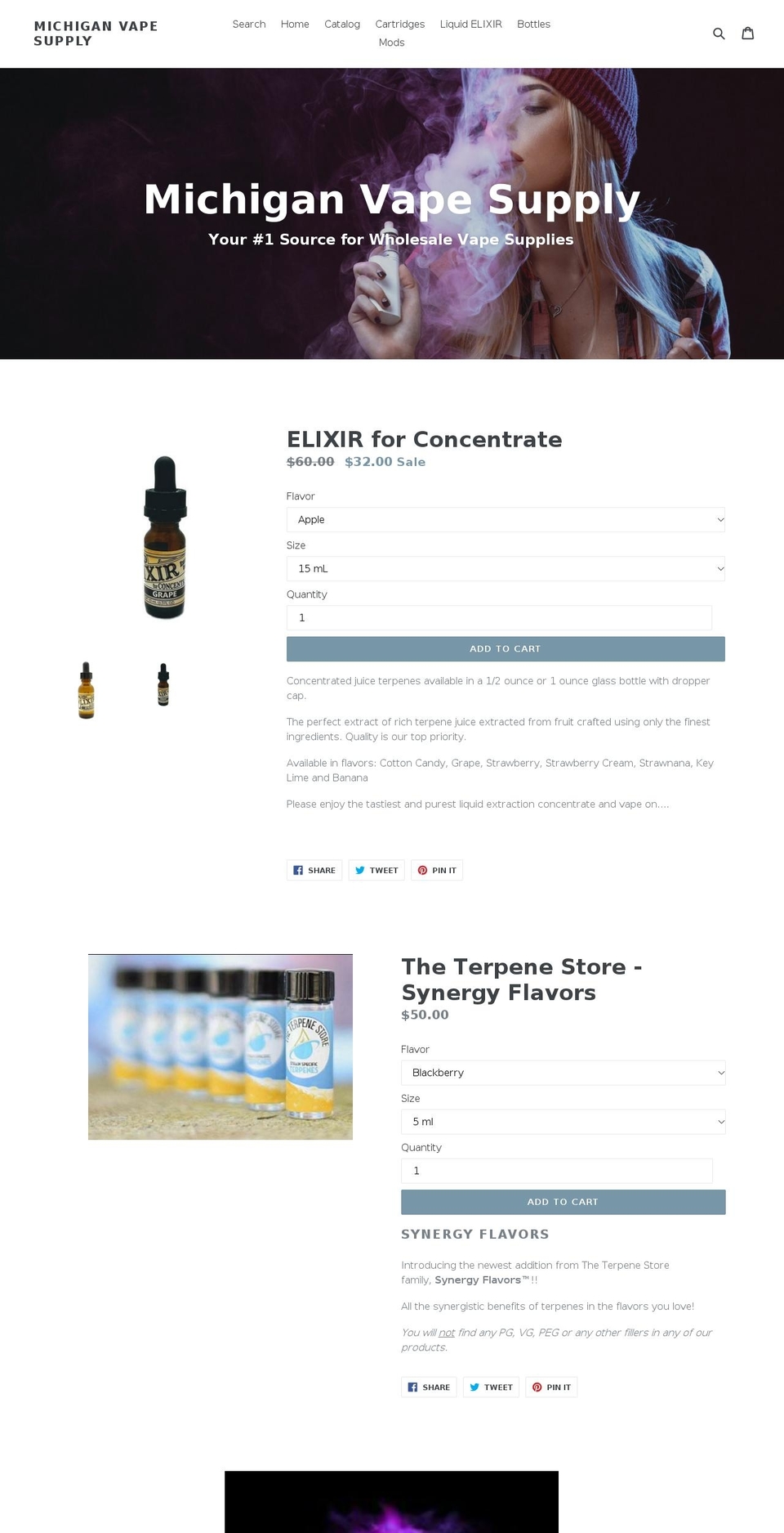 michiganvapesupply.com — Shopify storefront screenshot