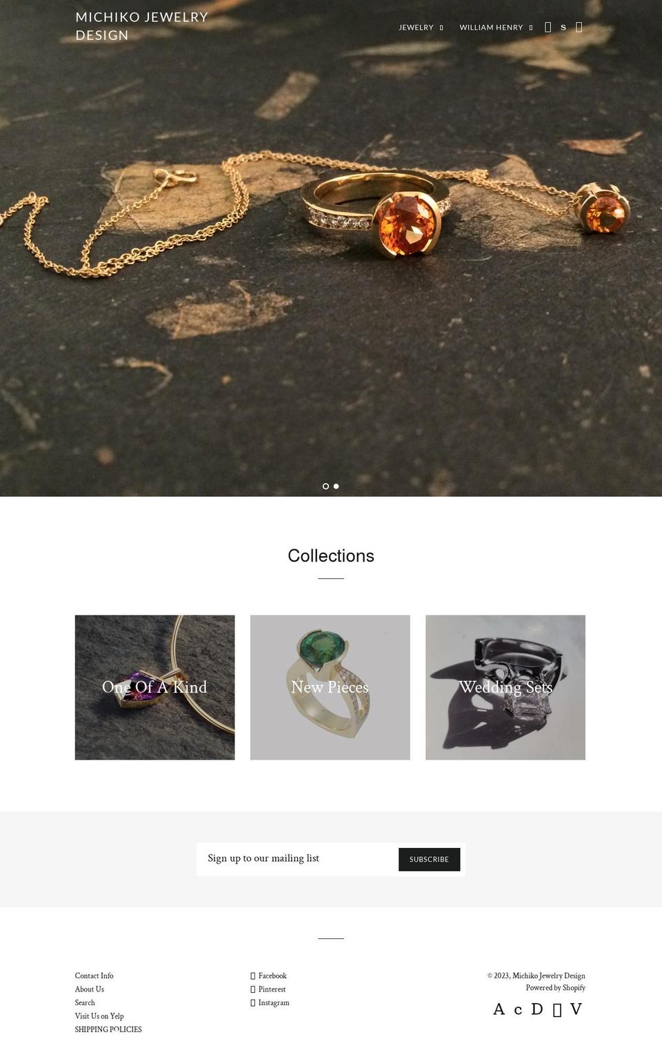michikojewelrydesign.com shopify website screenshot