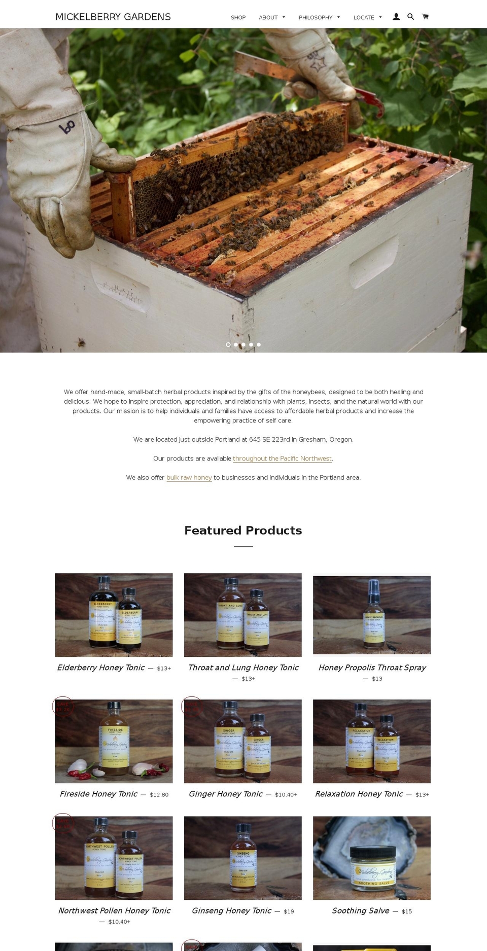 mickelberrygardens.com shopify website screenshot