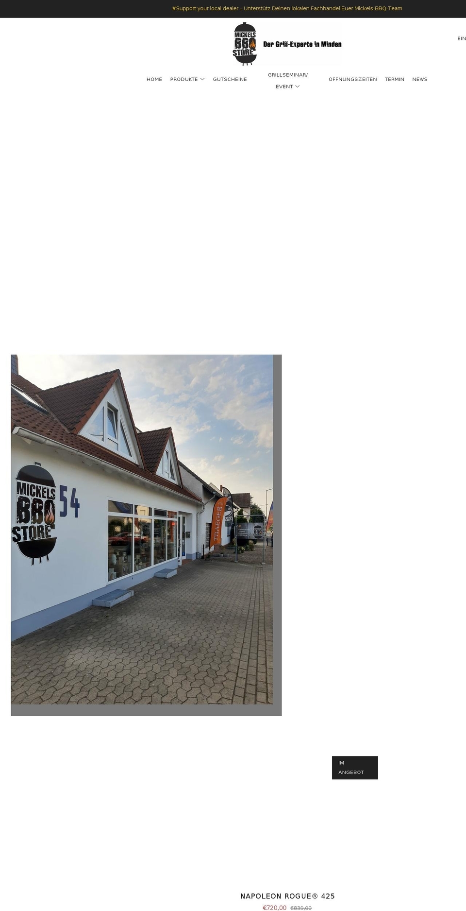 mickels-bbq-store.de shopify website screenshot