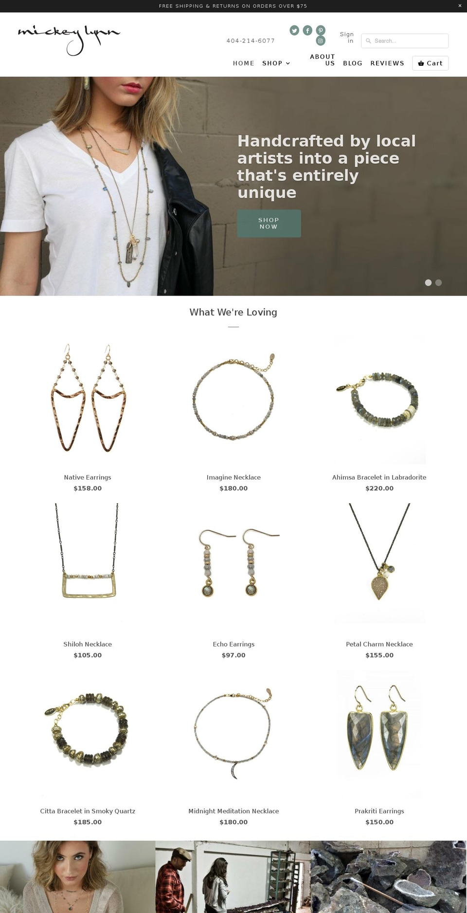 mickeylynnjewelry.com shopify website screenshot