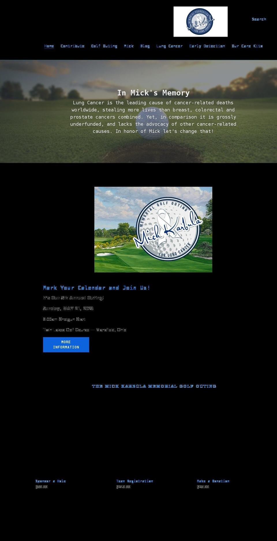 mickkarbulamemorialfoundation.org shopify website screenshot