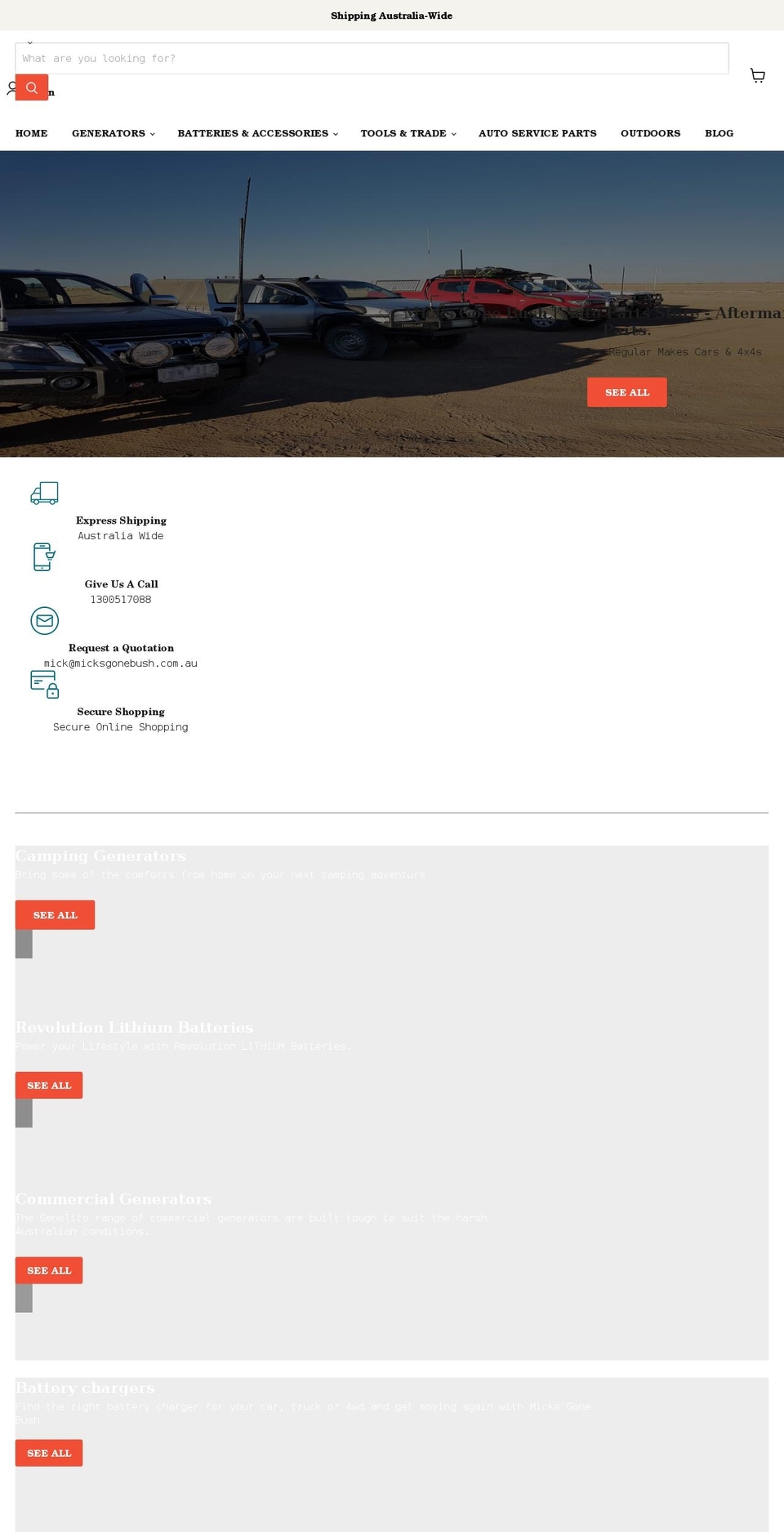 micksgonebush.com.au shopify website screenshot