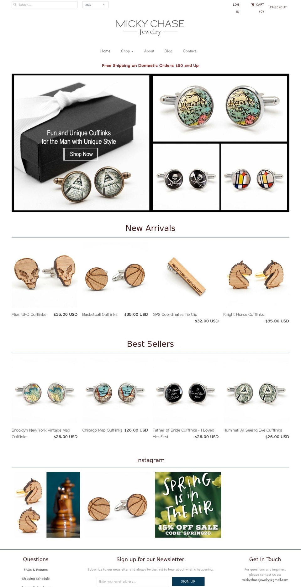 mickychasejewelry.com shopify website screenshot