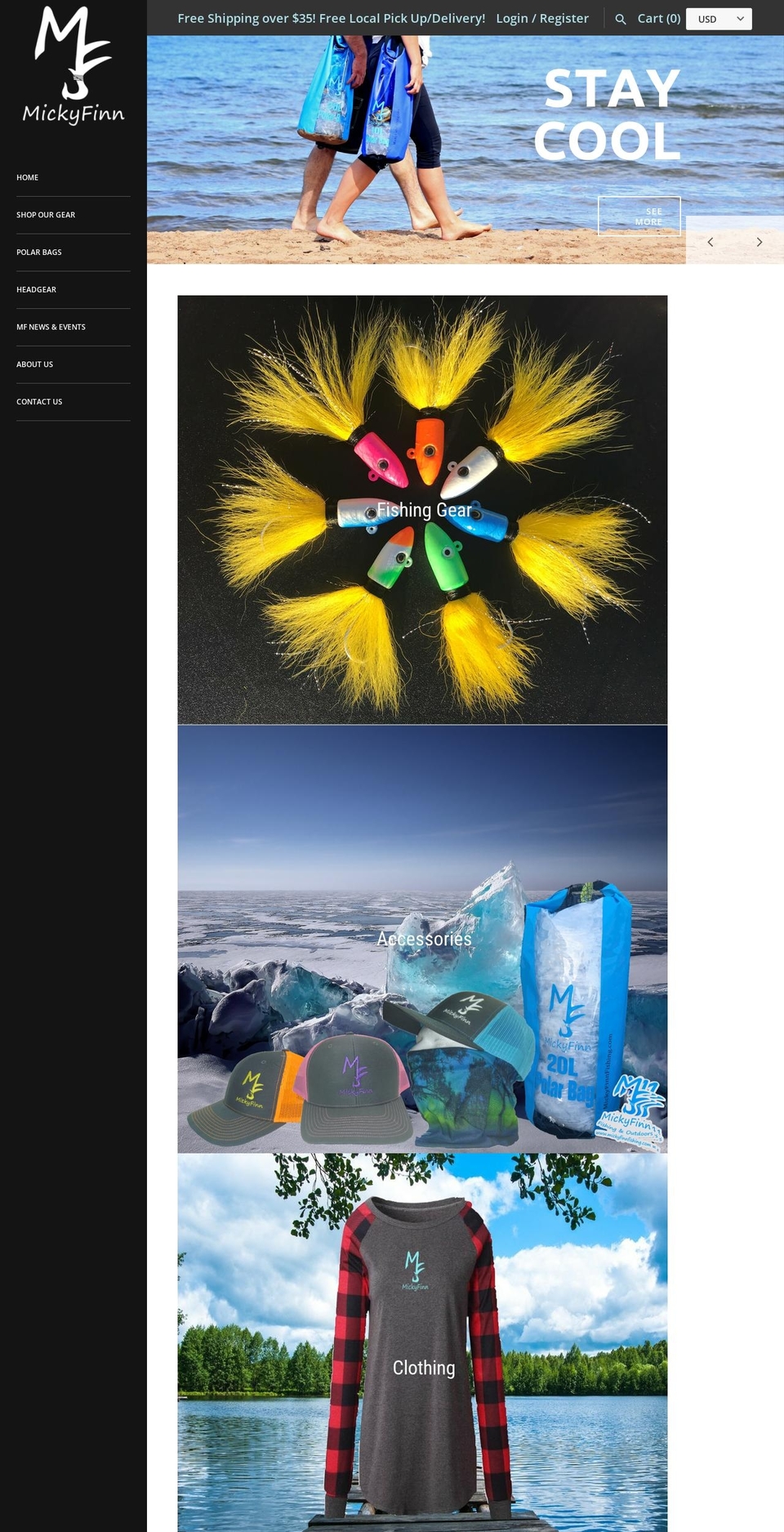 mickyfinnfishing.com shopify website screenshot