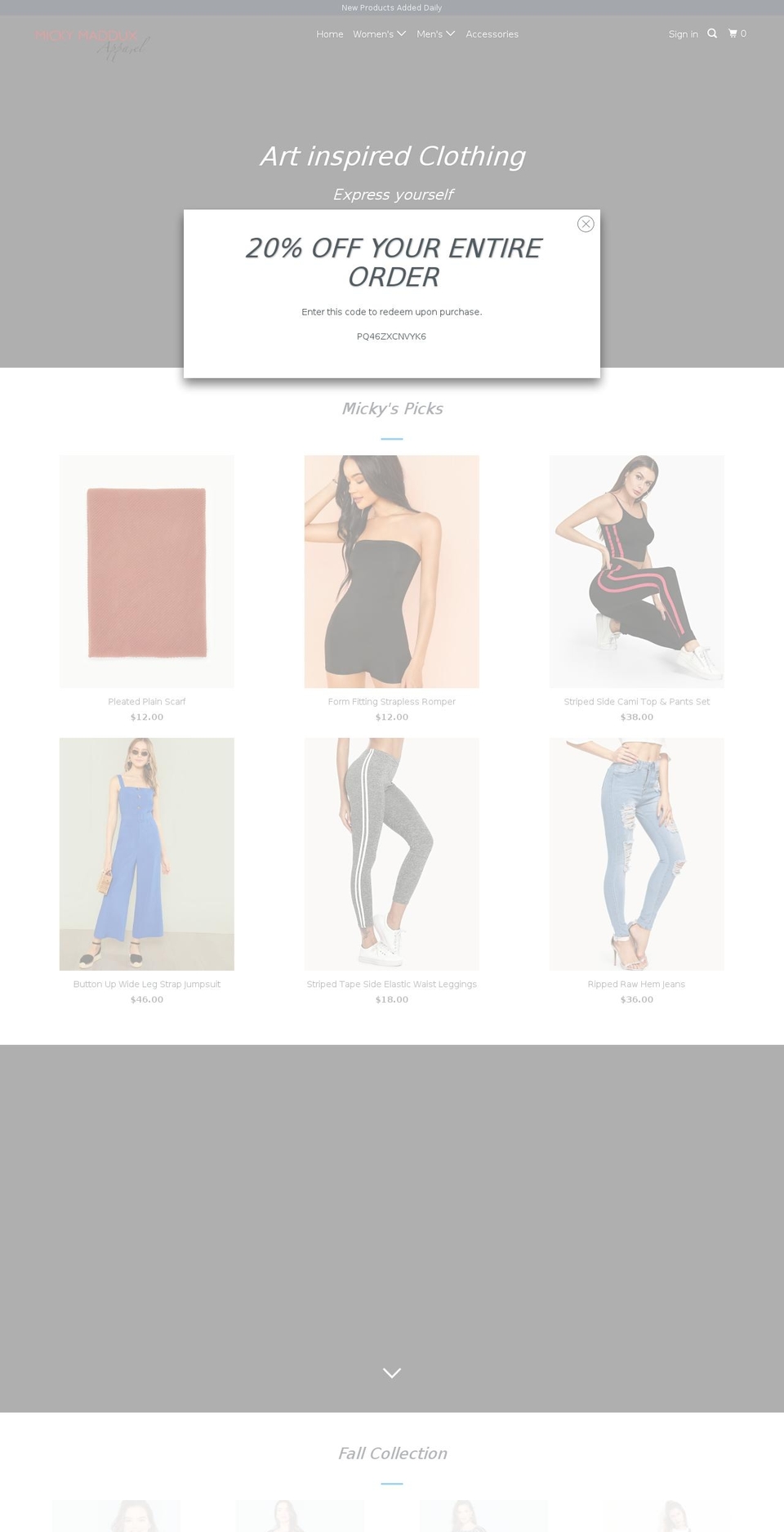 mickymaddux.com — Shopify storefront screenshot