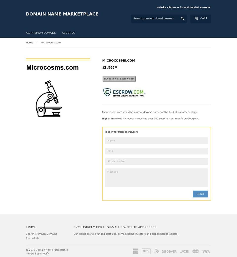 microcosms.com — Shopify storefront screenshot