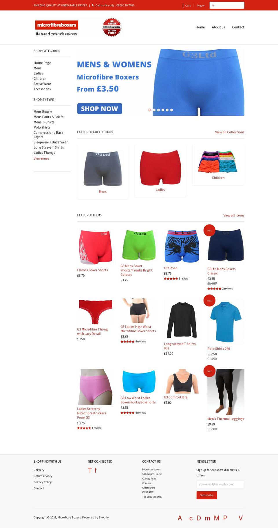 microfibreboxers.uk shopify website screenshot