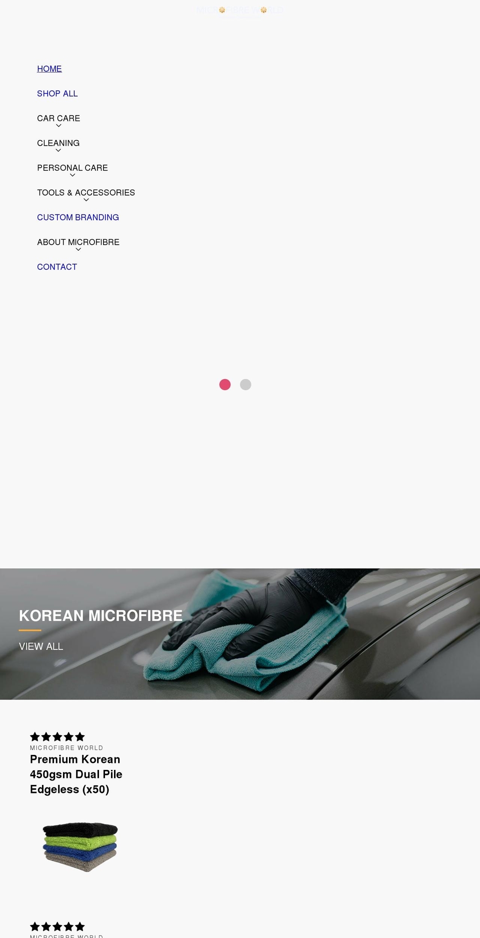 microfibreworld.com.au shopify website screenshot