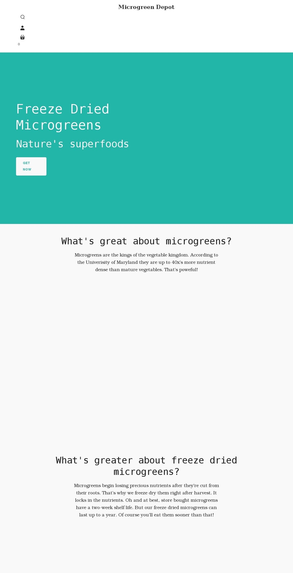 microgreendepot.com shopify website screenshot