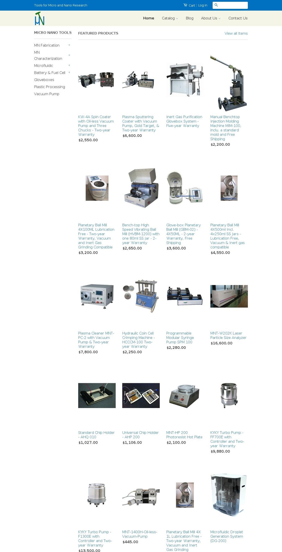 micronanotools.com shopify website screenshot