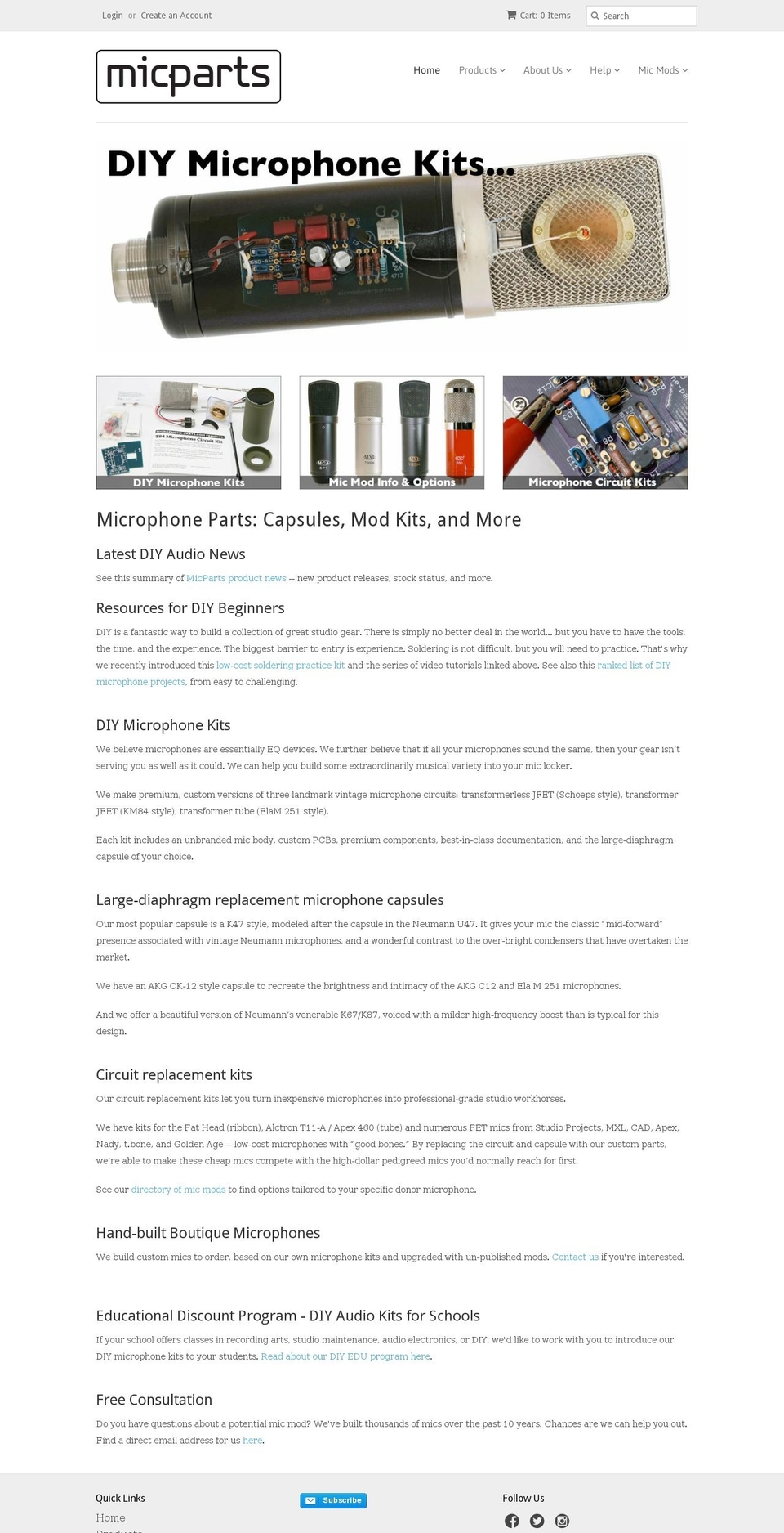 microphone-parts.uk shopify website screenshot