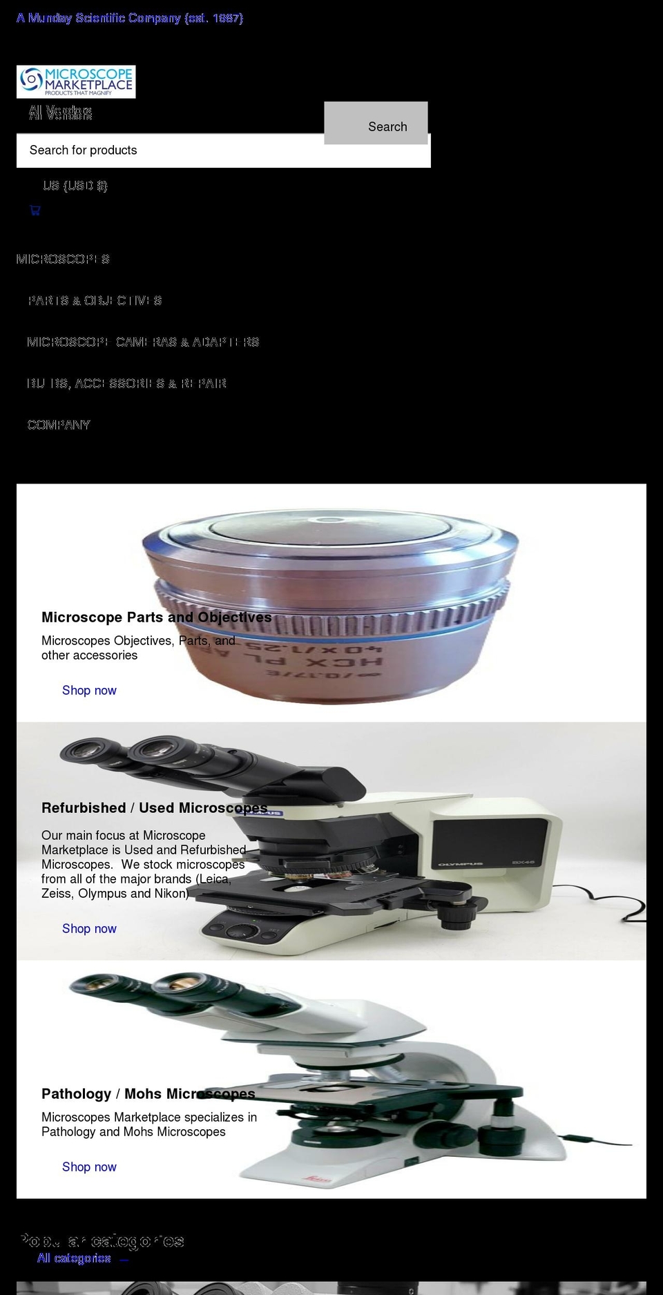 microscopemarketplace.com shopify website screenshot