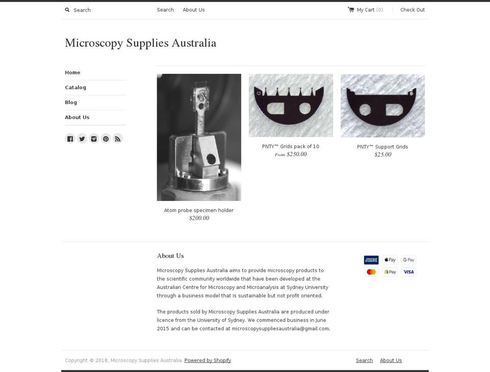 microscopysuppliesaustralia.com — Shopify storefront screenshot