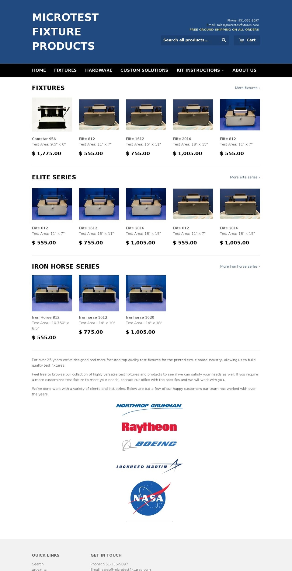 microtestfixtures.com — Shopify storefront screenshot