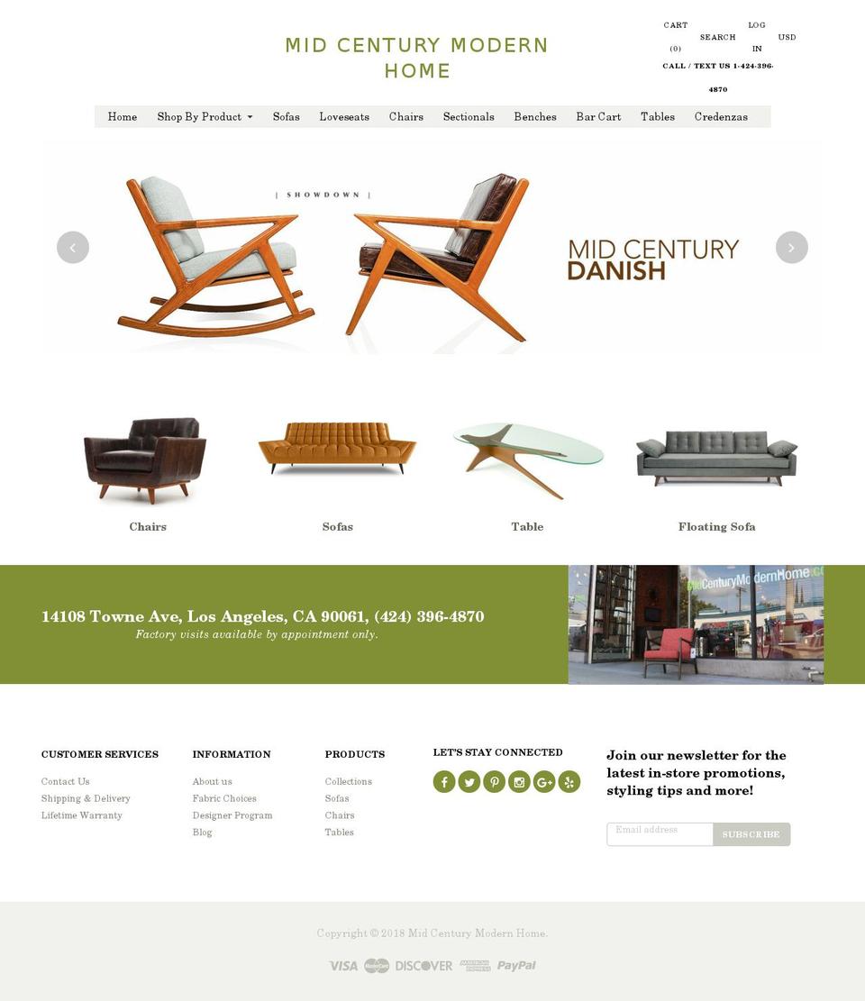 mid-century-chair.com — Shopify storefront screenshot