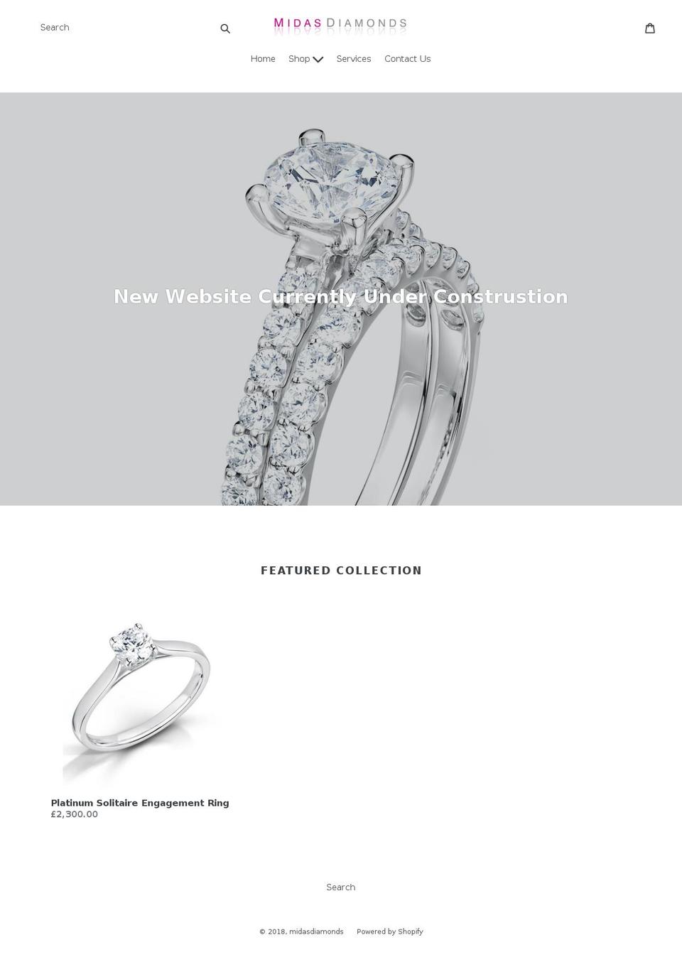 midas-diamonds.com shopify website screenshot
