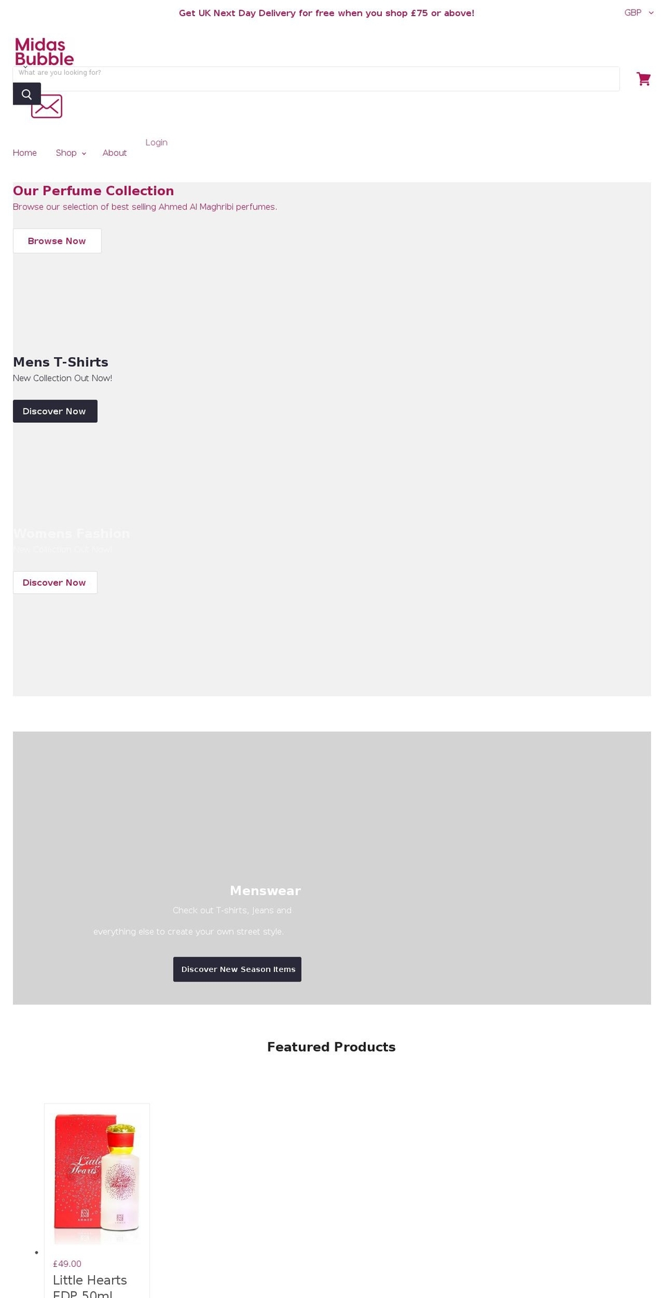 midasbubble.com shopify website screenshot