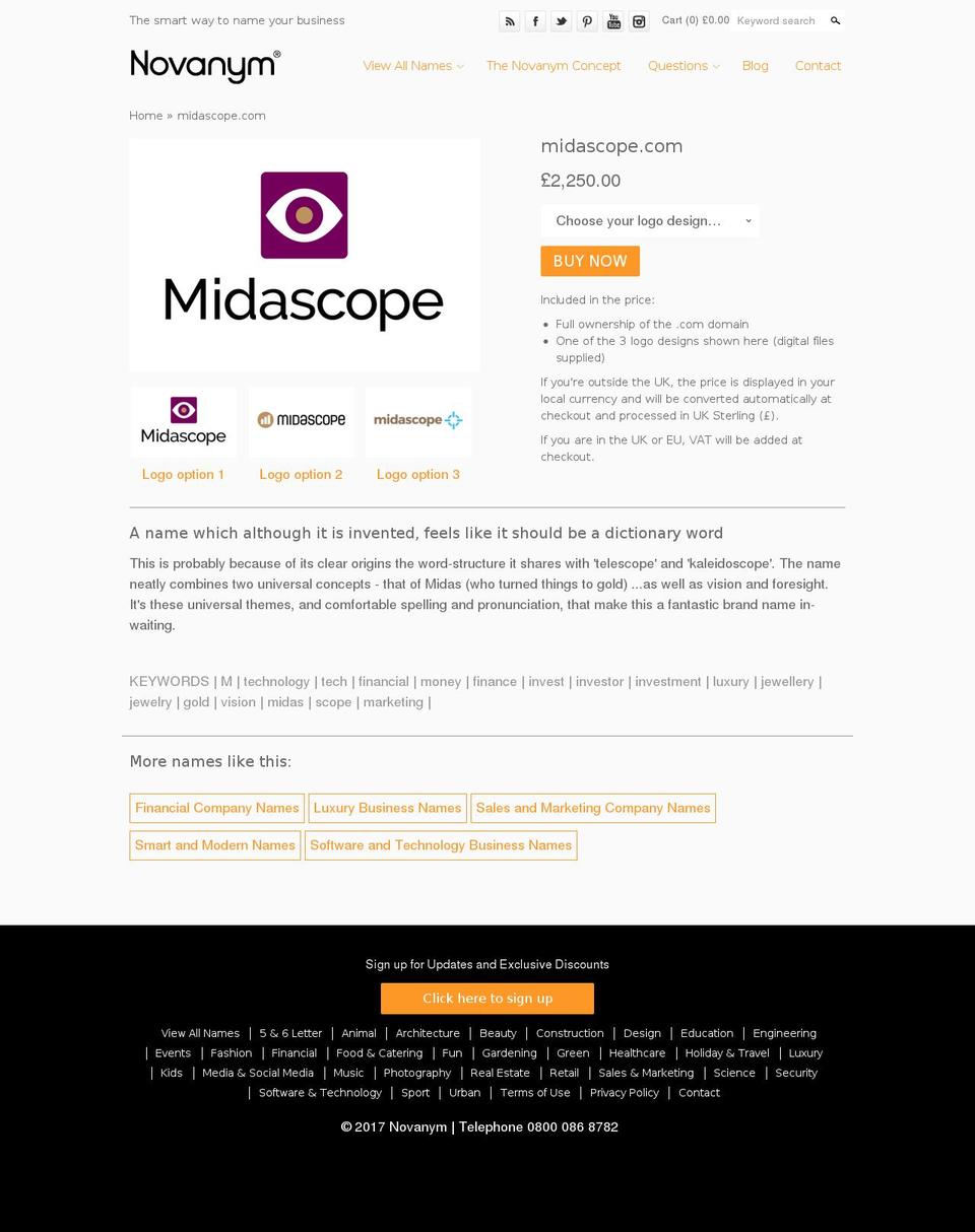 midascope.com shopify website screenshot