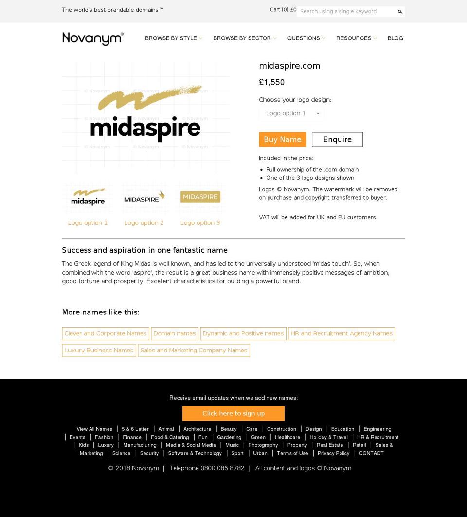 midaspire.com — Shopify storefront screenshot