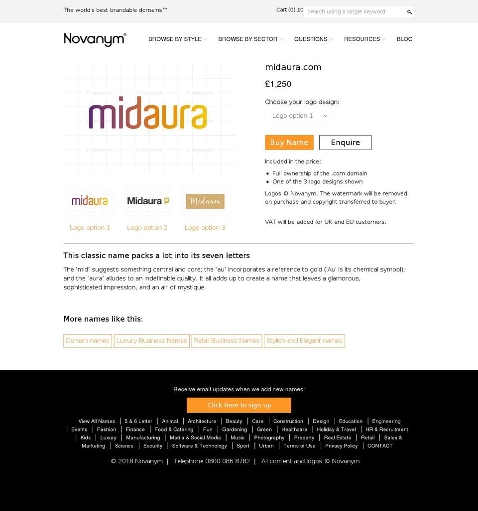 LIVE + Wishlist Email Shopify theme site example midaura.com
