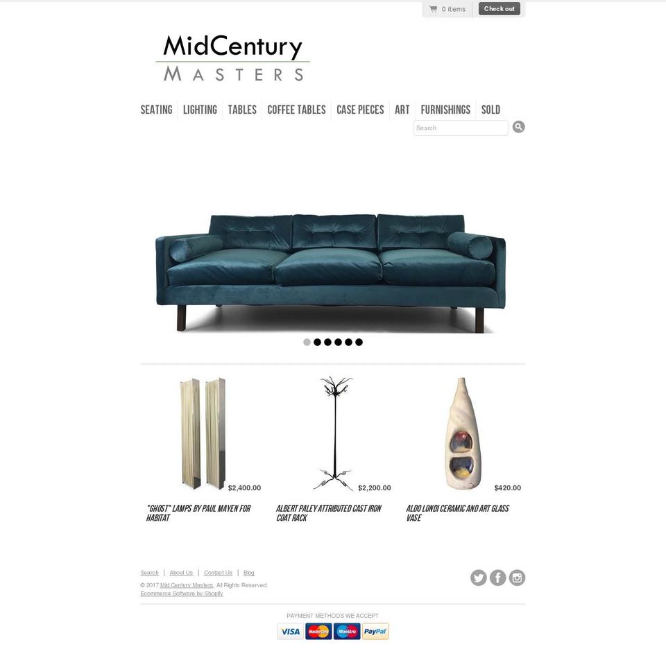 midcenturymasters.com shopify website screenshot