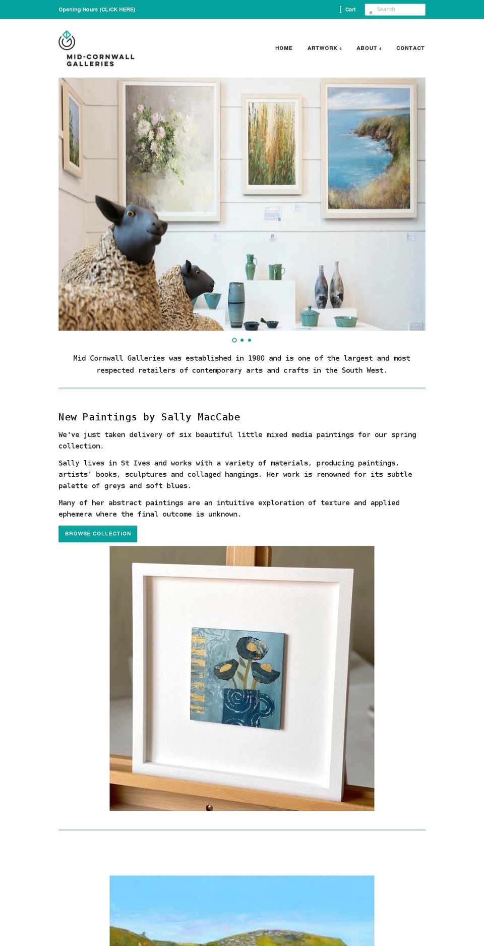 midcornwallgalleries.com shopify website screenshot