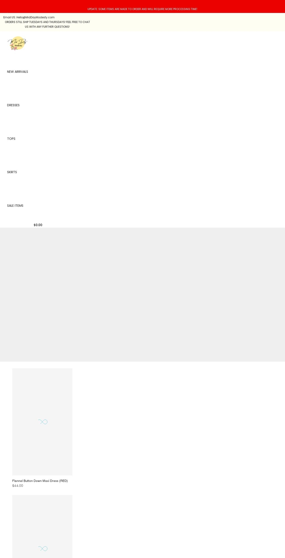 middaymodesty.com shopify website screenshot