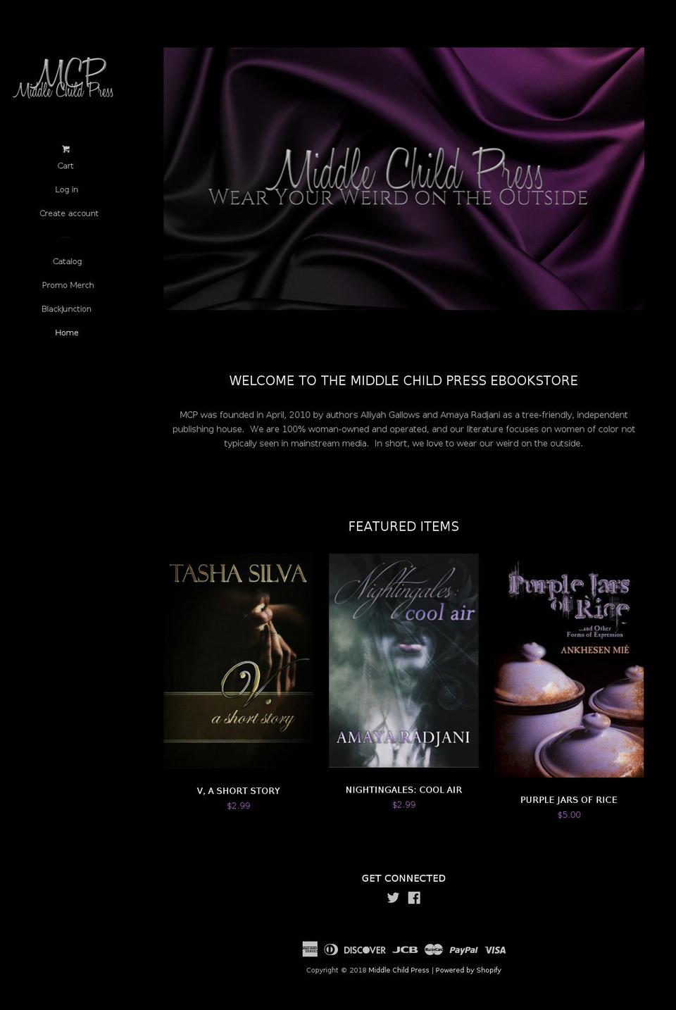 middlechildpress.com — Shopify storefront screenshot