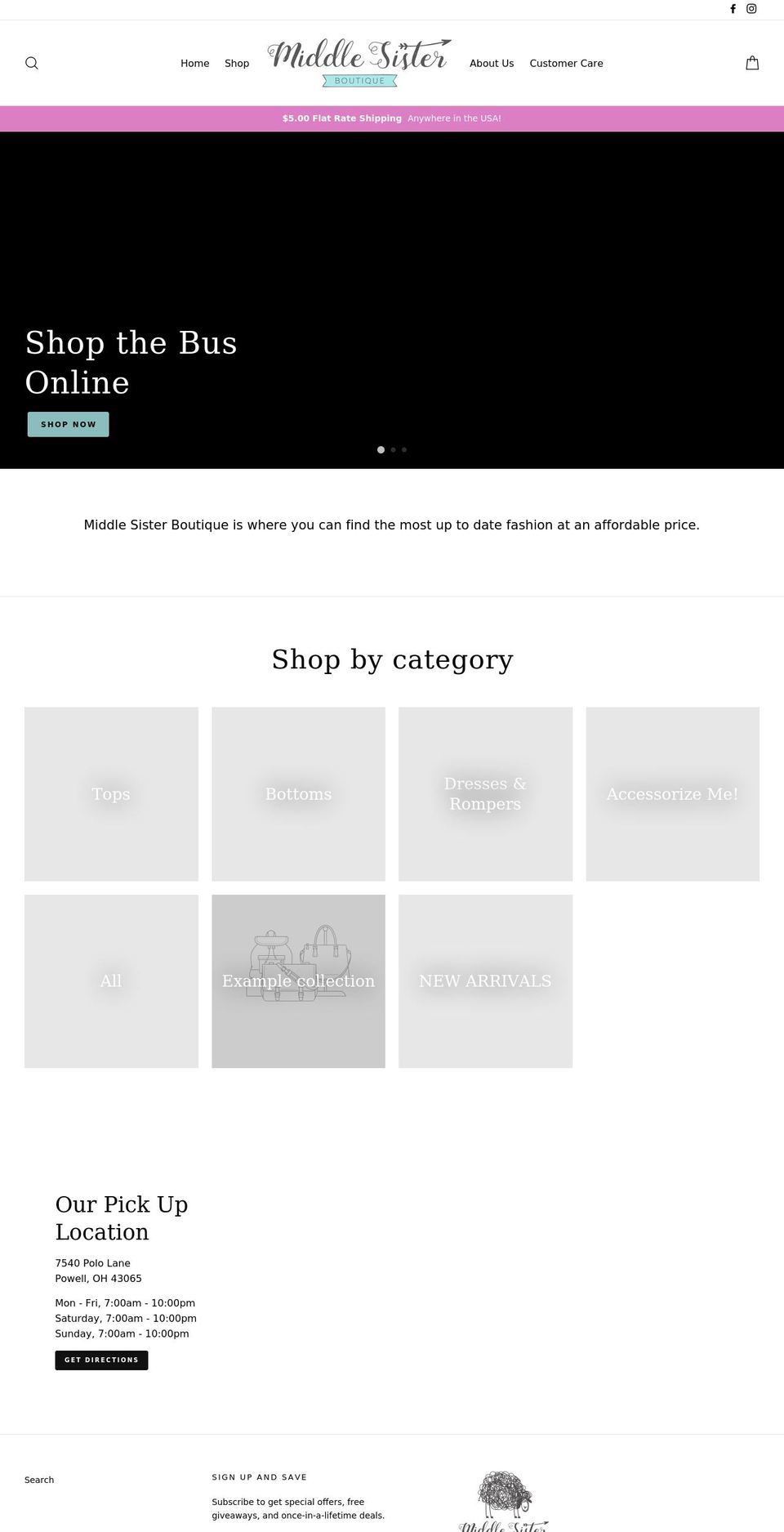 middlesisterboutique.com shopify website screenshot