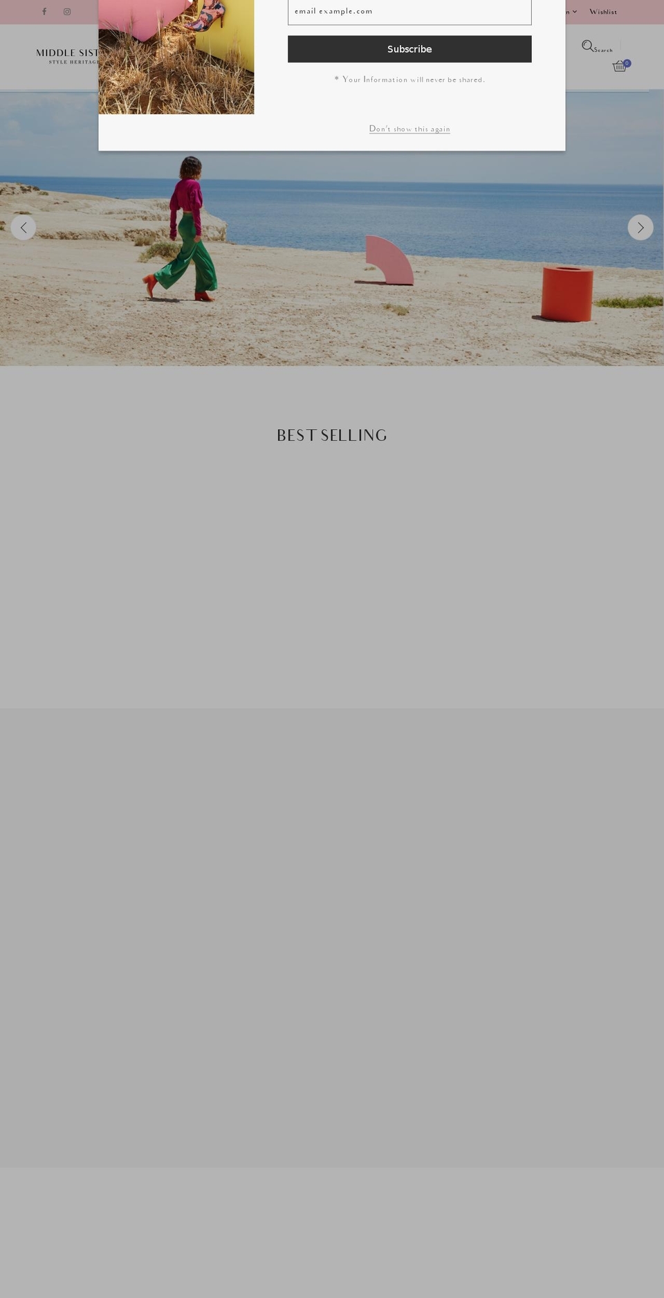 middlesistersh.com shopify website screenshot