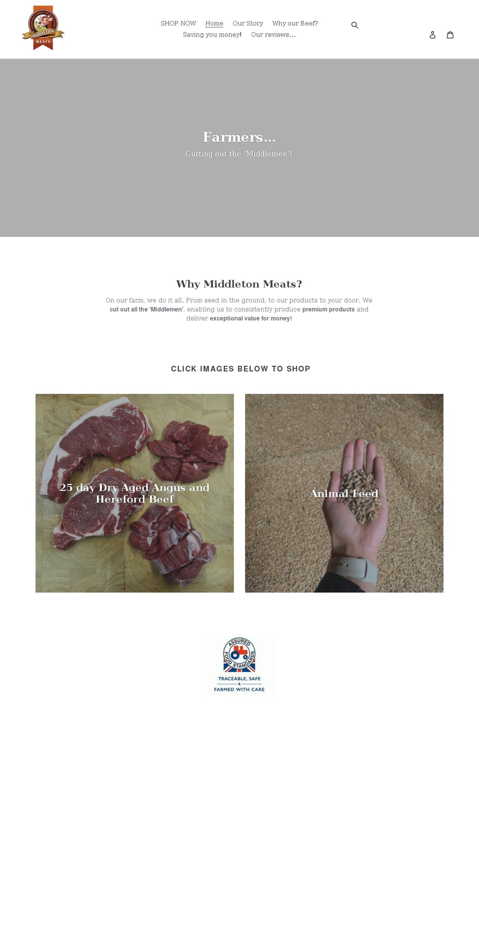 middletonmeats.co.uk shopify website screenshot
