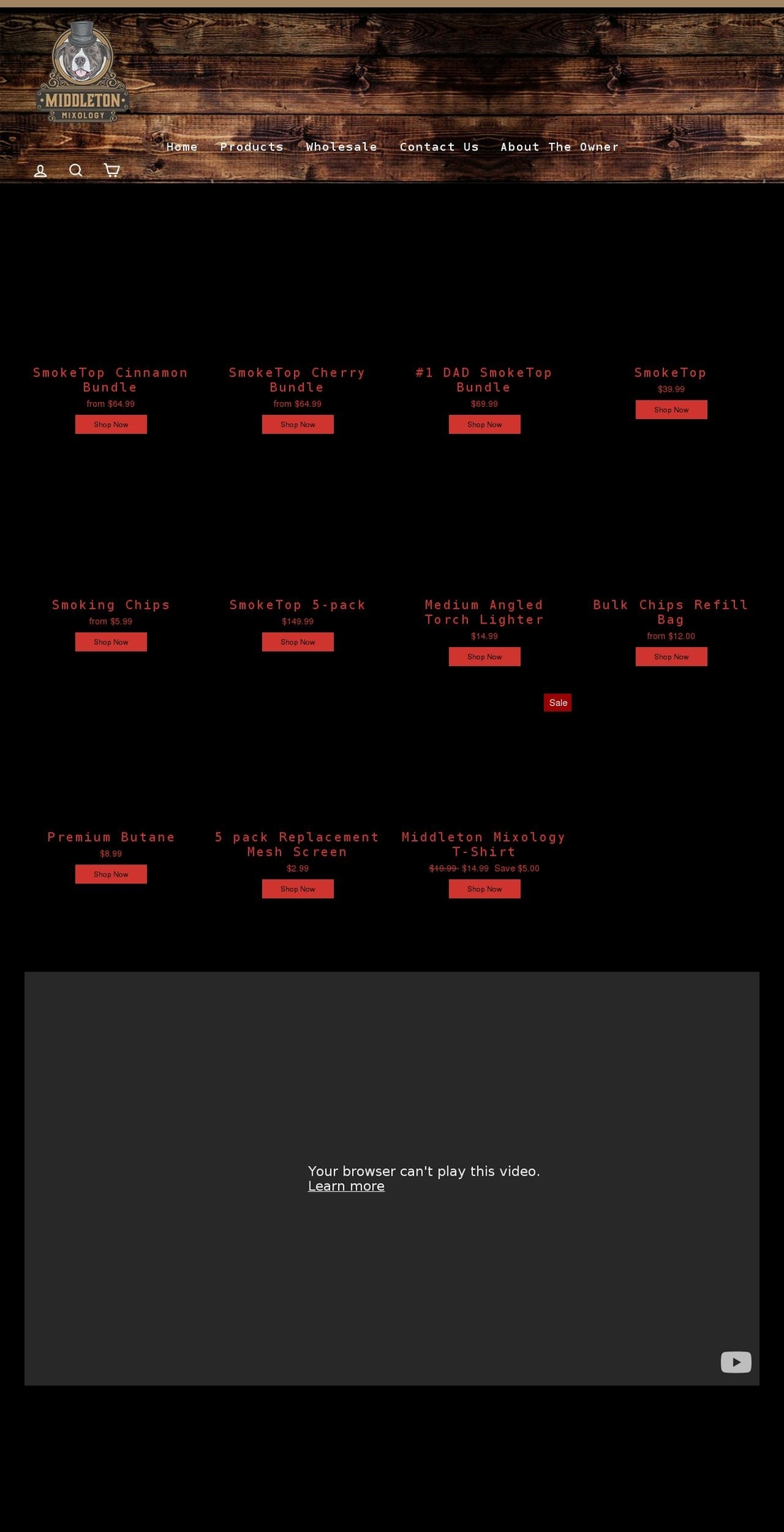middletonmixology.com shopify website screenshot