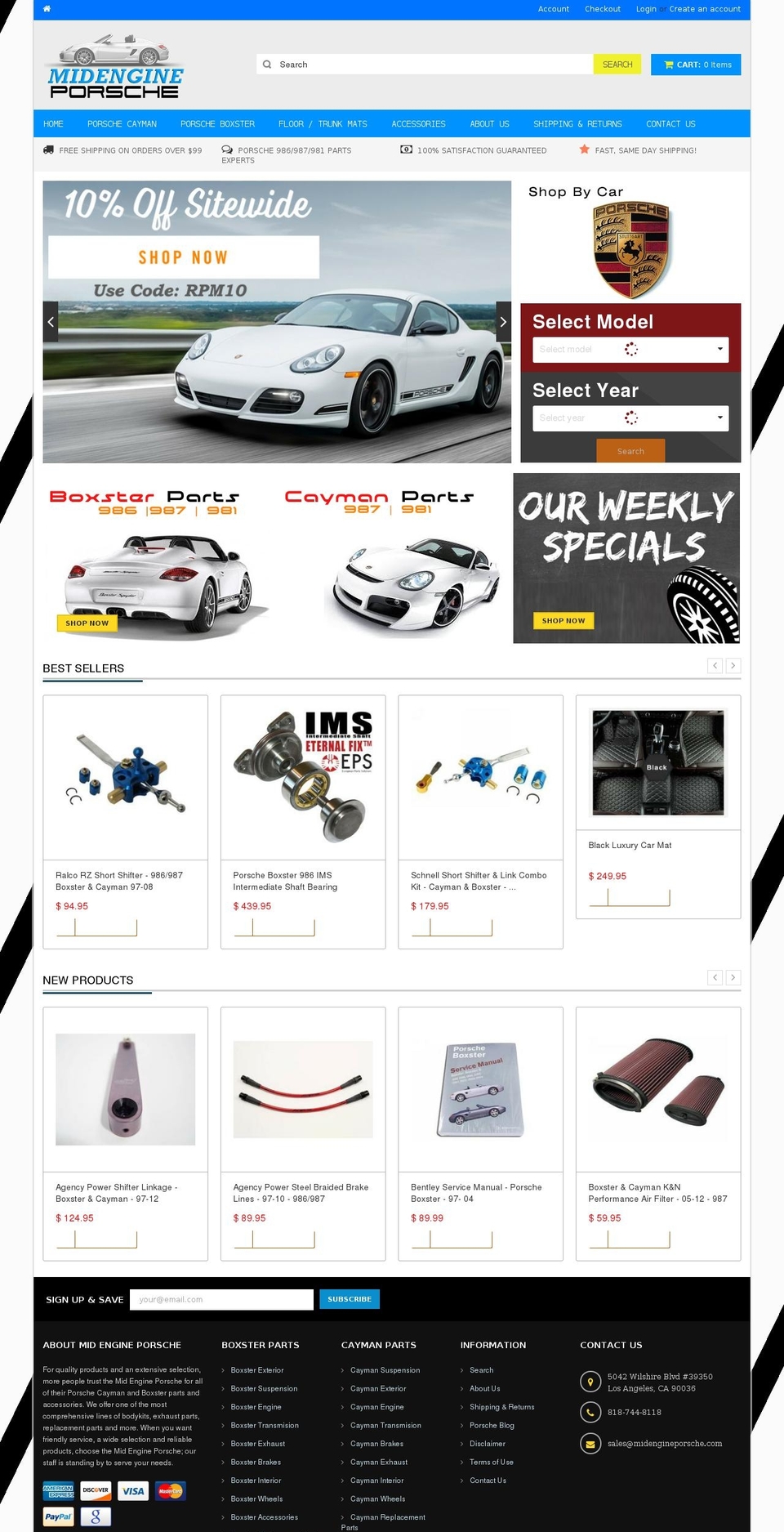 midengineporsche.com shopify website screenshot