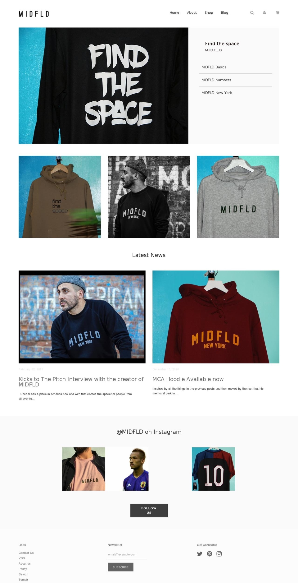 midfldny.com shopify website screenshot
