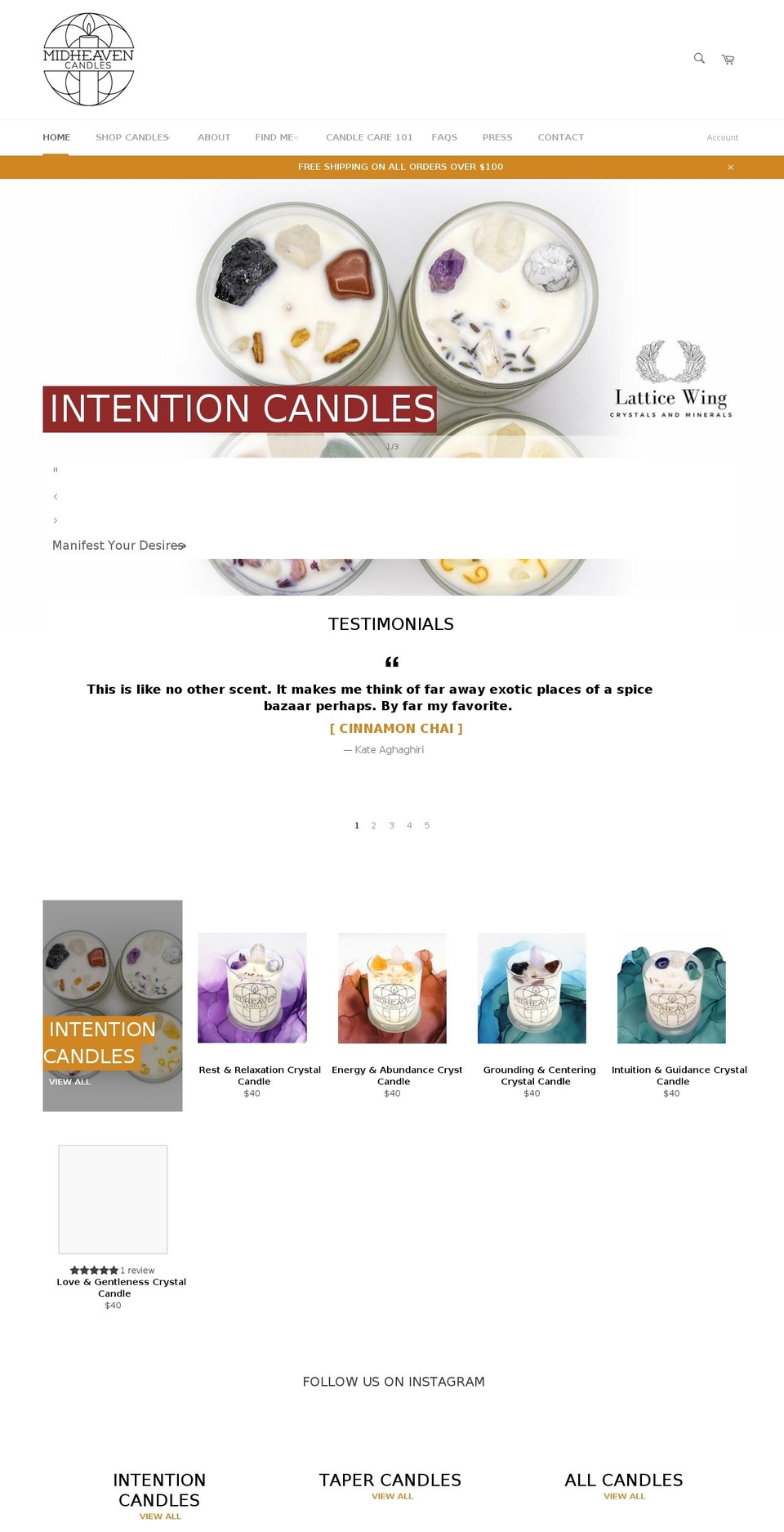 midheavencandles.com shopify website screenshot