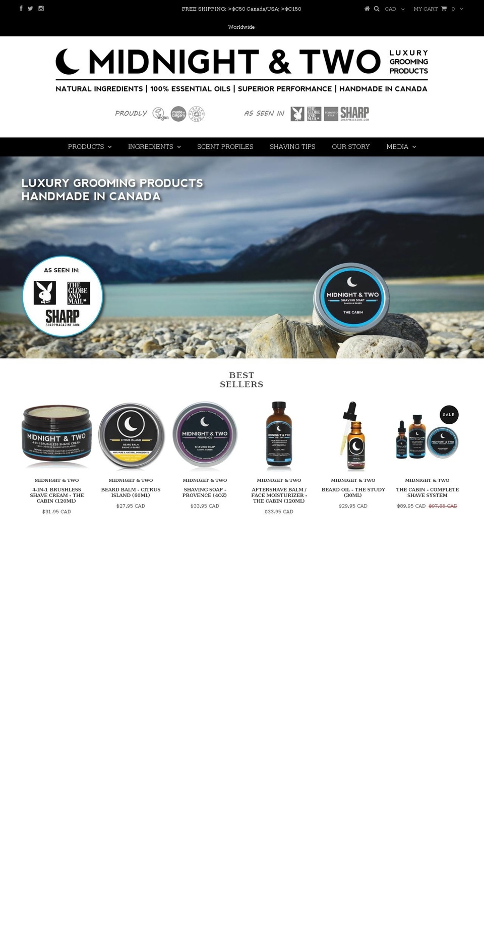 midnightandtwo.com shopify website screenshot