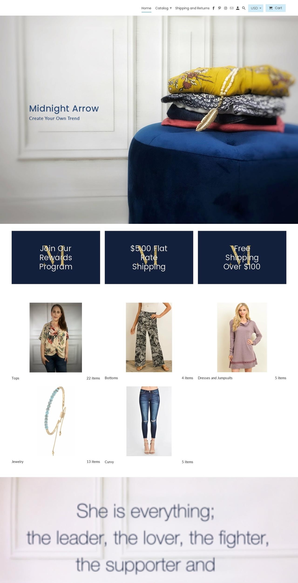 midnightarrow.com — Shopify storefront screenshot