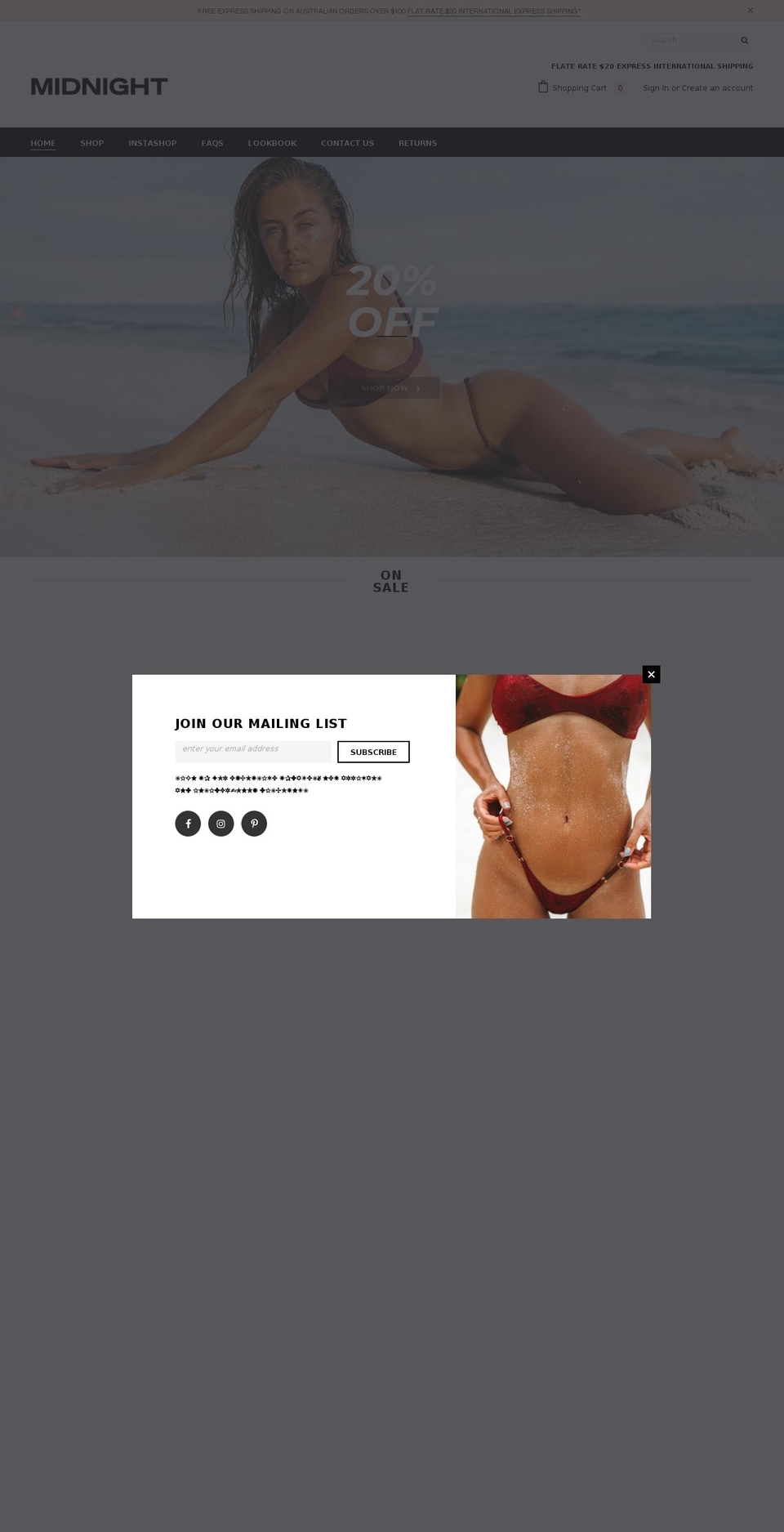 midnightco.com.au shopify website screenshot