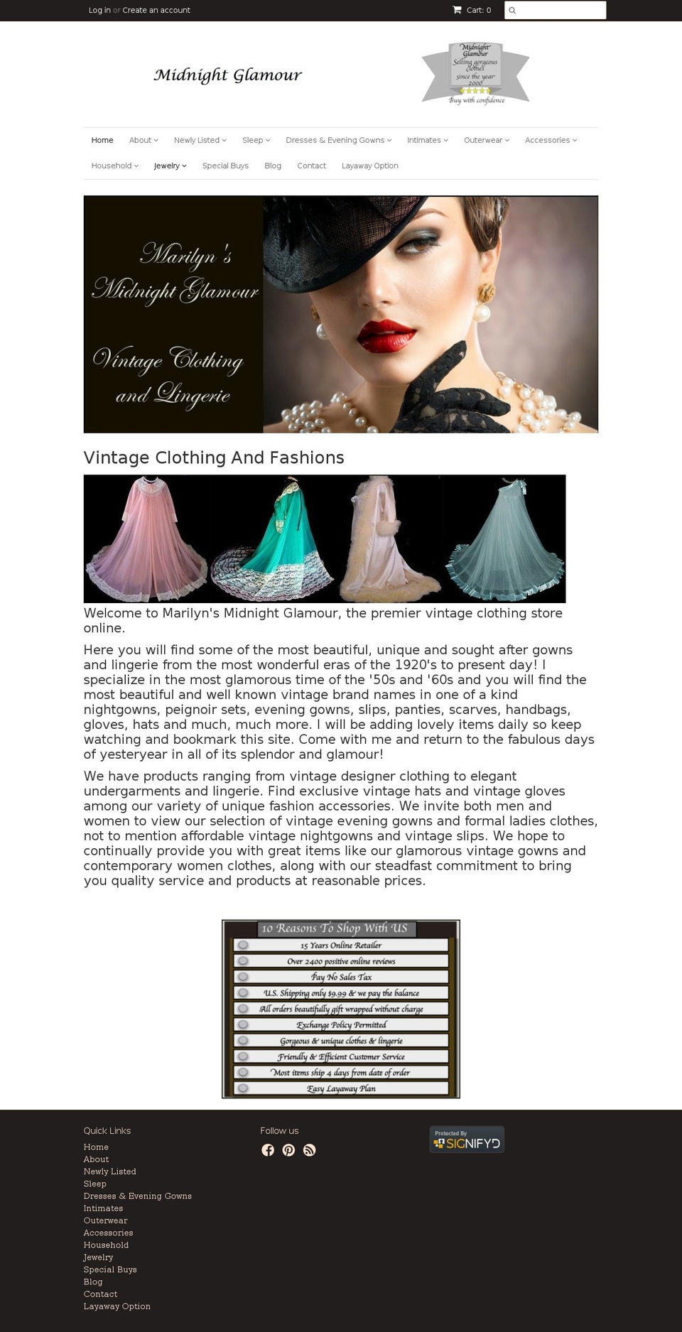 midnightglamour.com shopify website screenshot