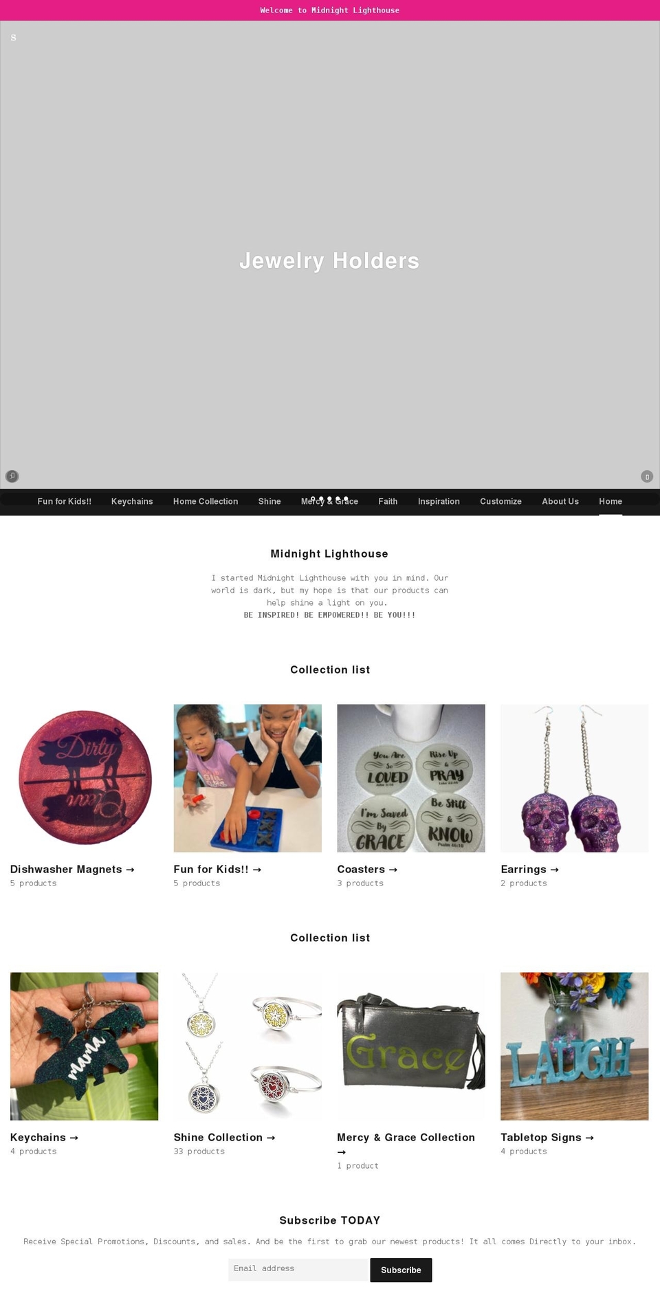 midnightlighthouse.com shopify website screenshot