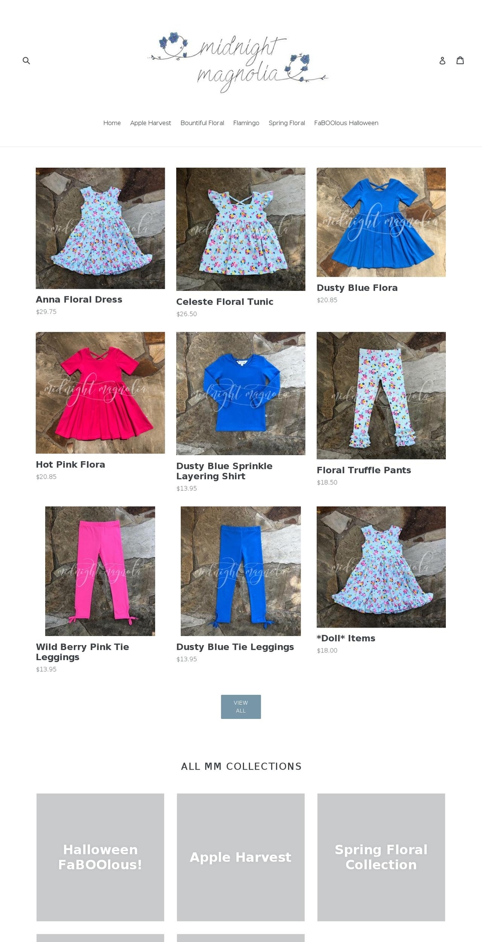 midnightmagnoliaapparel.com — Shopify storefront screenshot
