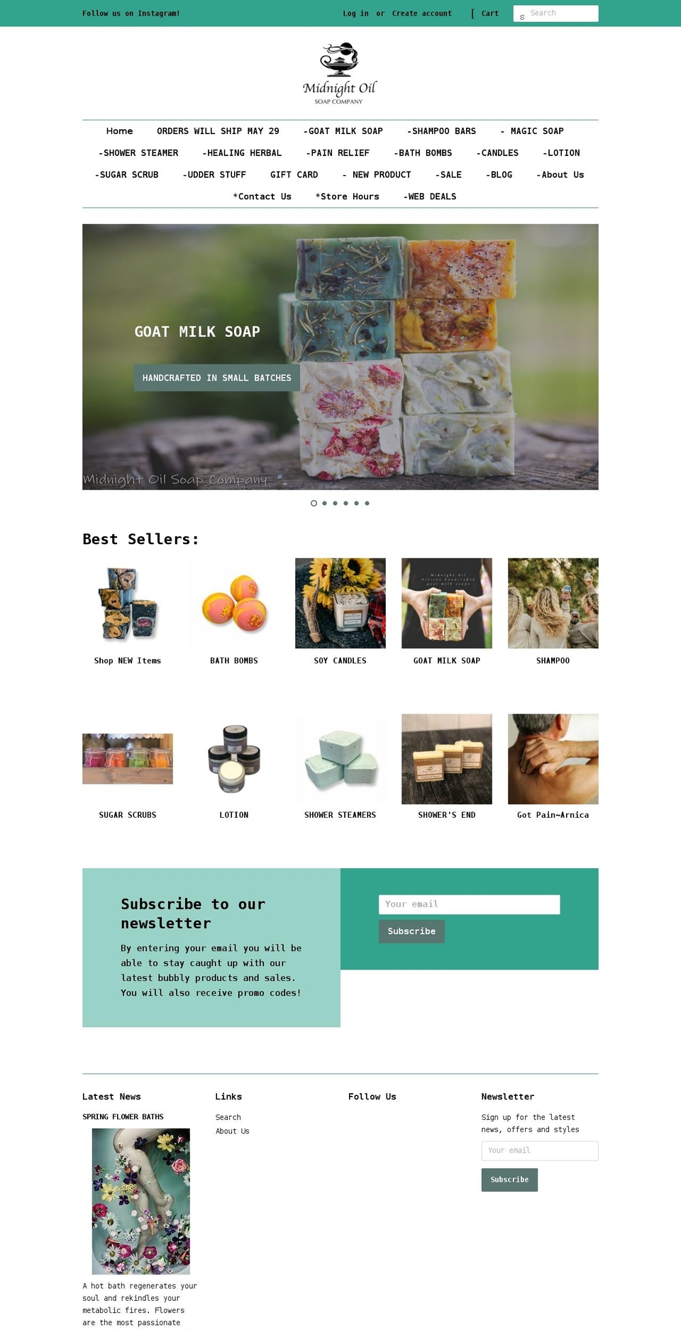 midnightoilsoap.com shopify website screenshot