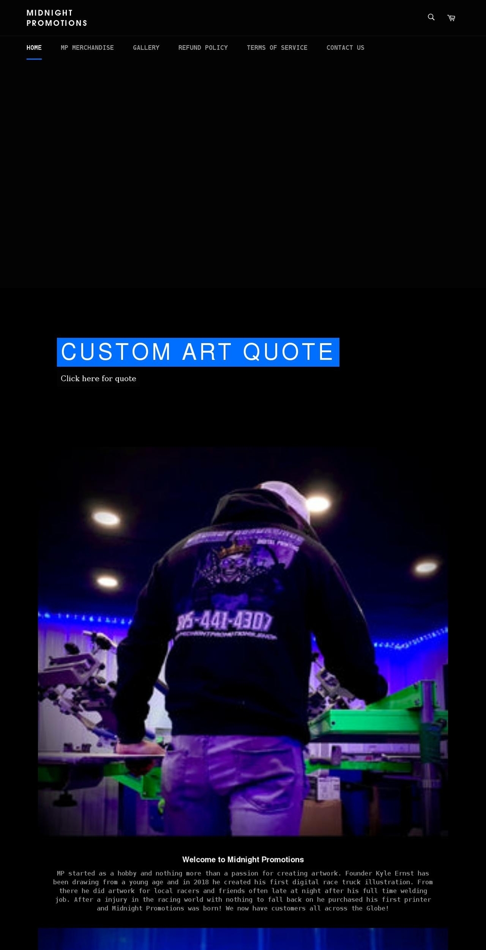 midnightpromotions.shop shopify website screenshot