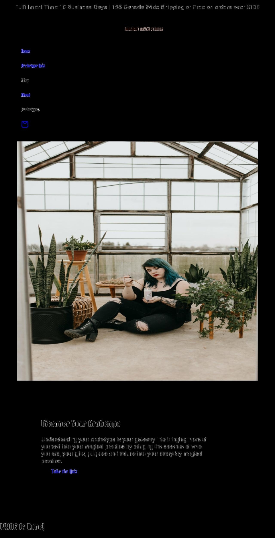 midnightravenstudios.com shopify website screenshot