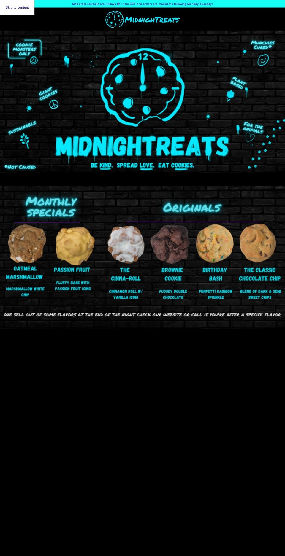 midnightreats.com shopify website screenshot
