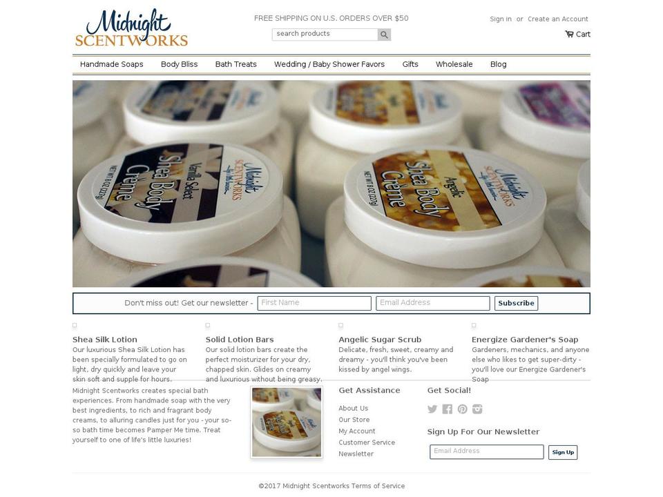 midnightscentworks.com shopify website screenshot