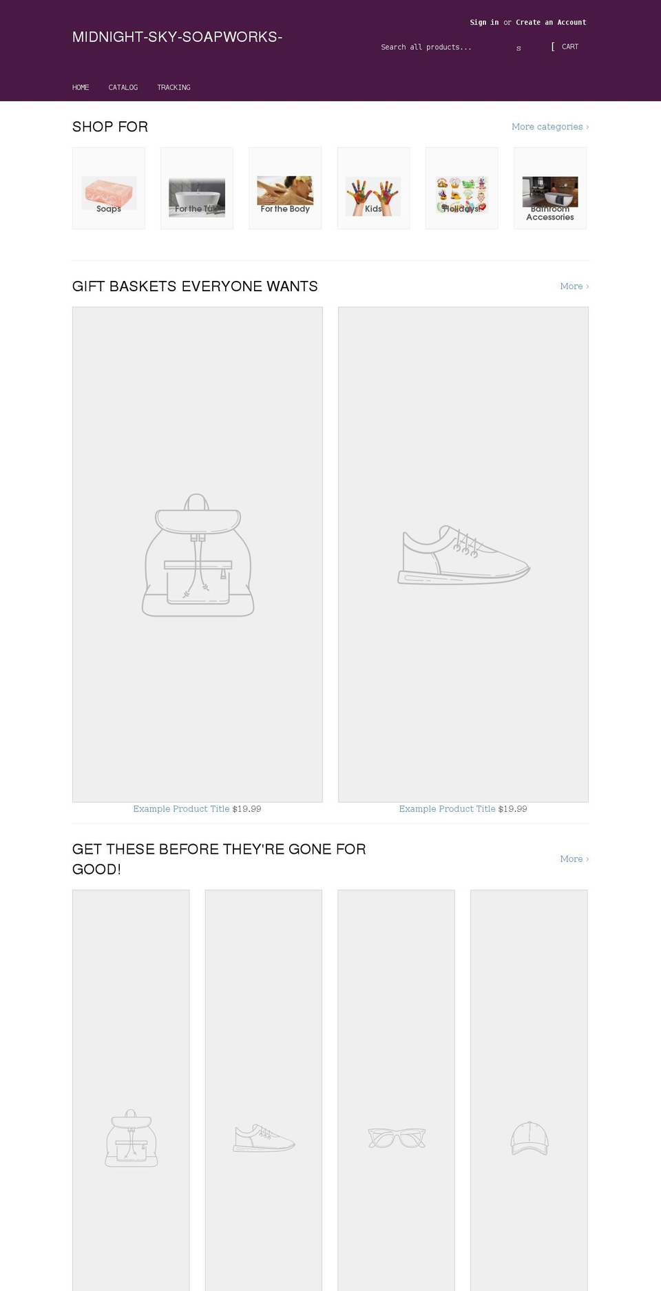 midnightskysoapworks.com shopify website screenshot