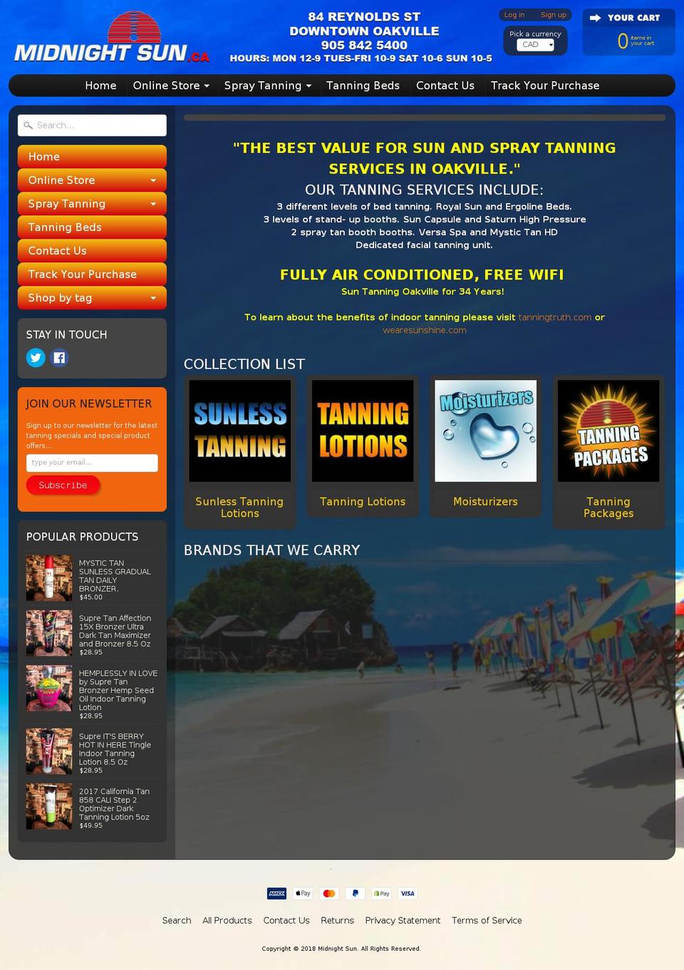 midnightsun.ca shopify website screenshot