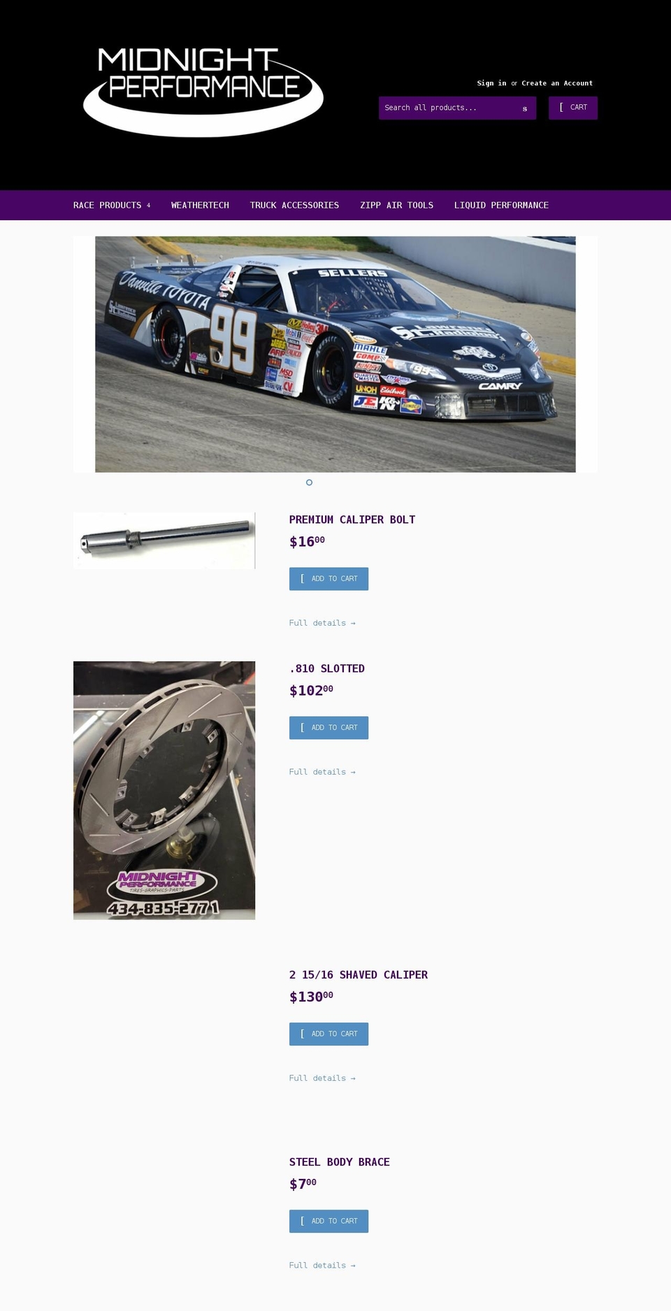 midnighttirecenter.com shopify website screenshot